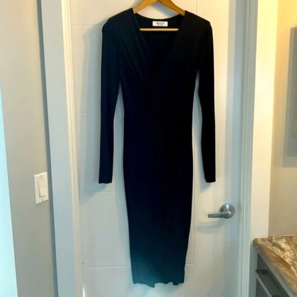 BAILEY 44 by Anthropologie Faux Wrap Rayon/Spandex Midnight/Navy Midi Dress S - Picture 4 of 9